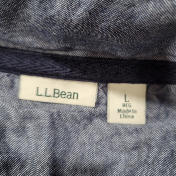 L.L. Bean Henley Classic Rugby Syle Hidden Button Placket Size Large - Picture 5 of 8
